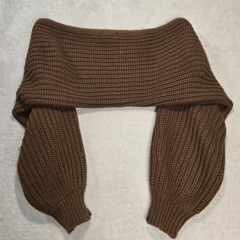 Espresso Brown Knit Shrug Bolero Sweater Balletcore Cozy Layer Small Oversized